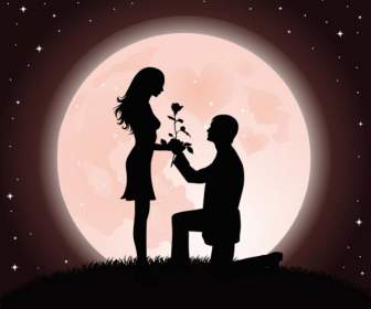 Couple Dans Le Sketch De Clair De Lune Rose