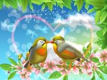Couples Cartoon Bird Background
