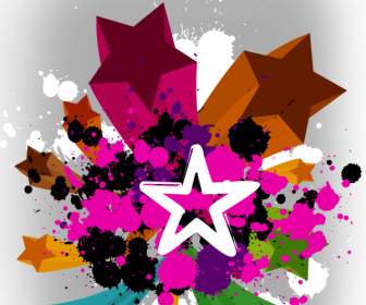 current solid five pointed star color ink backgrounds psd layered material