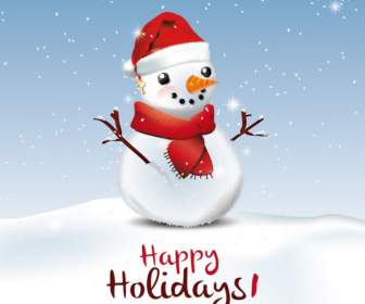 Cute Cartoon Christmas Snowman Poster
