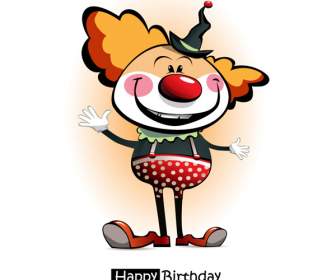 Carte D'anniversaire Mignon De Clown Au Nez Rouge