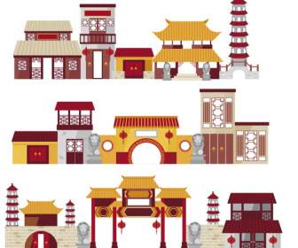 Çin Antik Mimarlık Cute Retro Tarzı
