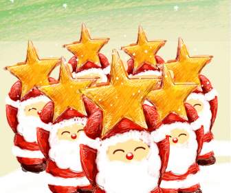 Cute Santa Claus Stars Psd Layered Material
