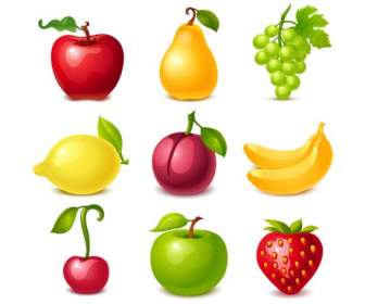 ícones De Deliciosa Fruta Delicada