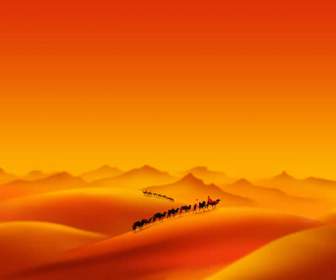 desert camel caravan psd