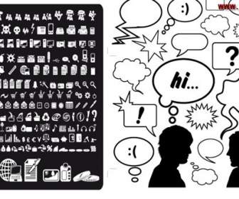 Dialogue Bubbles Of Various Products Icons