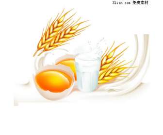 卵牛乳小麦 Psd 素材