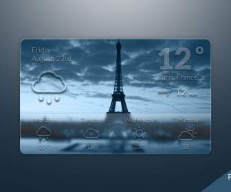 eiffel tower weather interface design psd material