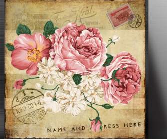 英格蘭玫瑰復古風圖案 Psd 素材