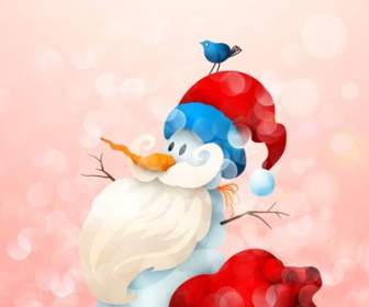 Ilustración De Fantasía Navidad Muñeco De Nieve