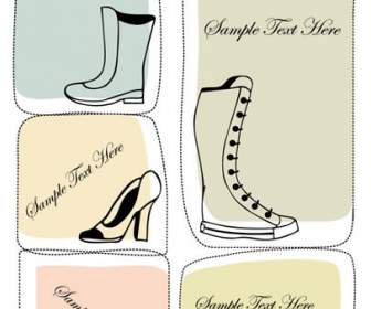 Fashion Sepatu Bot Ilustrasi Sketsa Kartu