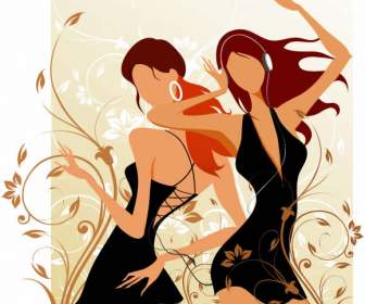 Fashion Women Dancing With Patterned Backgrounds