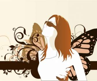 Female Silhouette And Patterned Background