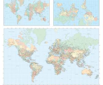 Flache Karte Der Welt