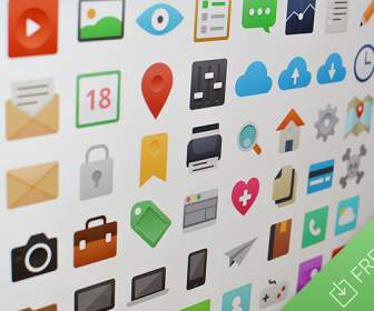 flattened psd icon set material