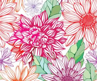 Flower Background Line Art Pattern