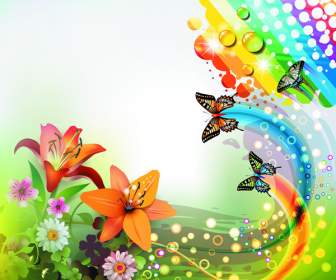 Flower Butterfly Colorful Background