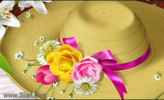 Flowers And Hat Psd Layered Material