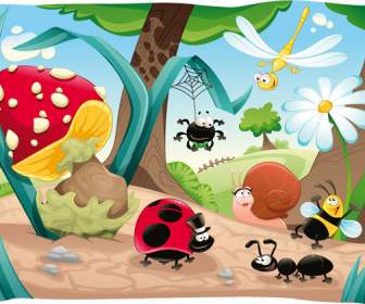 Illustration De Dessin Animé Insectes Forestiers