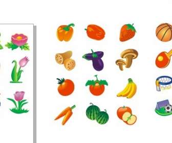 Fruit Sporting Flowers Icons