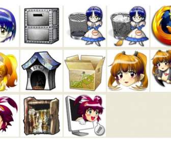 girl cartoon desktop icons