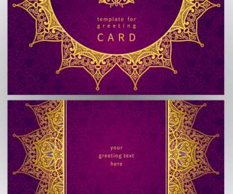 ゴールド模様紫末グリーティング カード