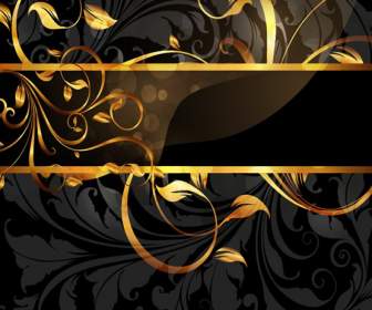 ゴールドの質感の装飾的なつるパターン