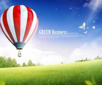 Green Background Psd Business Poster Material