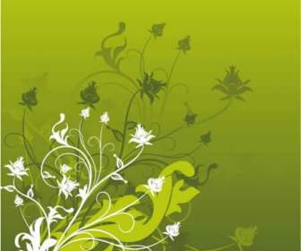 Green Background With Flower Pattern Materials