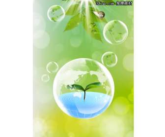 green bubble seedling leaves psd material