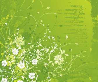 Green Floral Silhouette Patterns
