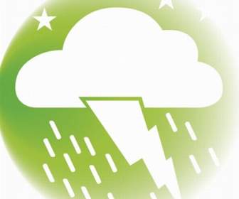 Green Lightning Rain Icon