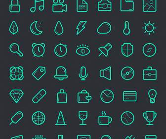 Green Line Icon Psd Material