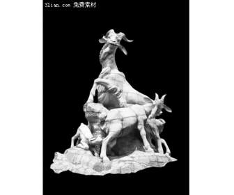 guangzhou five rams sculpture psd material