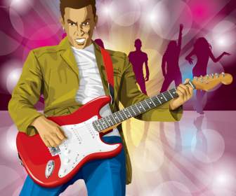 Guitar Man And Dancer Illustration