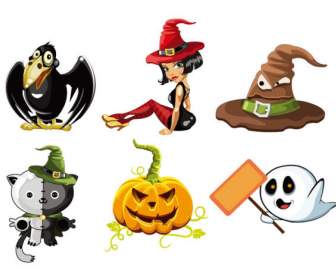 ícones Dos Desenhos Animados De Halloween