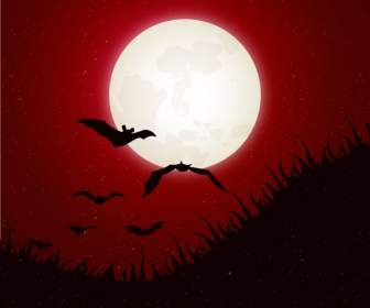 Bat De Fondo De La Noche De Halloween