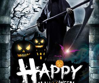 Halloween Poster Psd Bahan