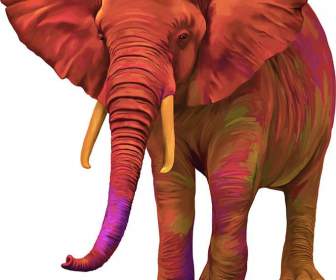 Elefante Africano De Pintado A Mano