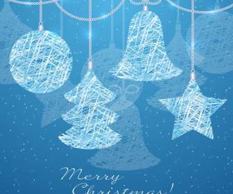 Hand Painted Blue Christmas Background