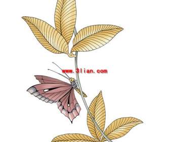 Ręcznie Malowane Oddziałów Motyl Warstwowe Psd Materiału