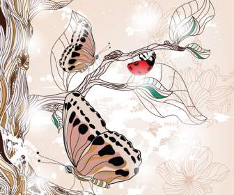 Illustration De Papillons De Peintes à La Main