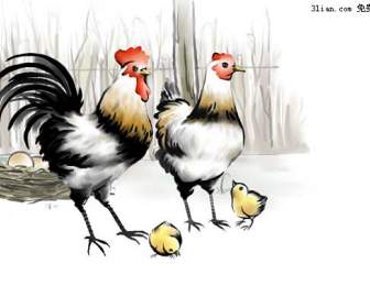 Tangan Dicat Ayam Ayam Ayam Psd Bahan