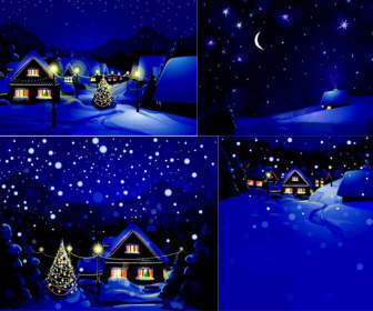 手描きのクリスマスの村