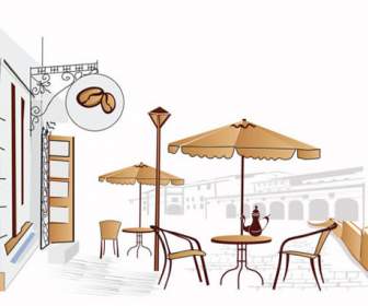 Hand Painted European Style Cafe