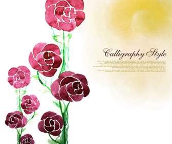 Hand Painted Flower Background Psd Material