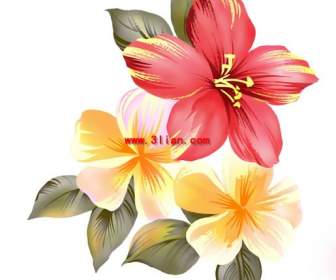 hand painted flowers layered material psd