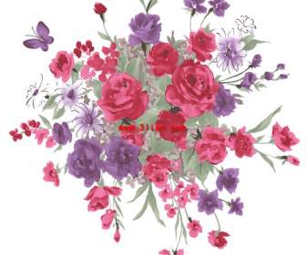 Ręcznie Malowane Kwiaty Rośliny Warstwowe Psd Materiału