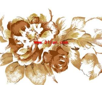 hand painted flowers psd layered material