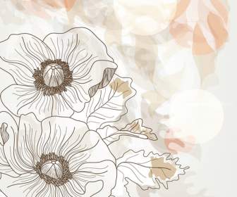 Hand Painted Flowers Vector Background Material